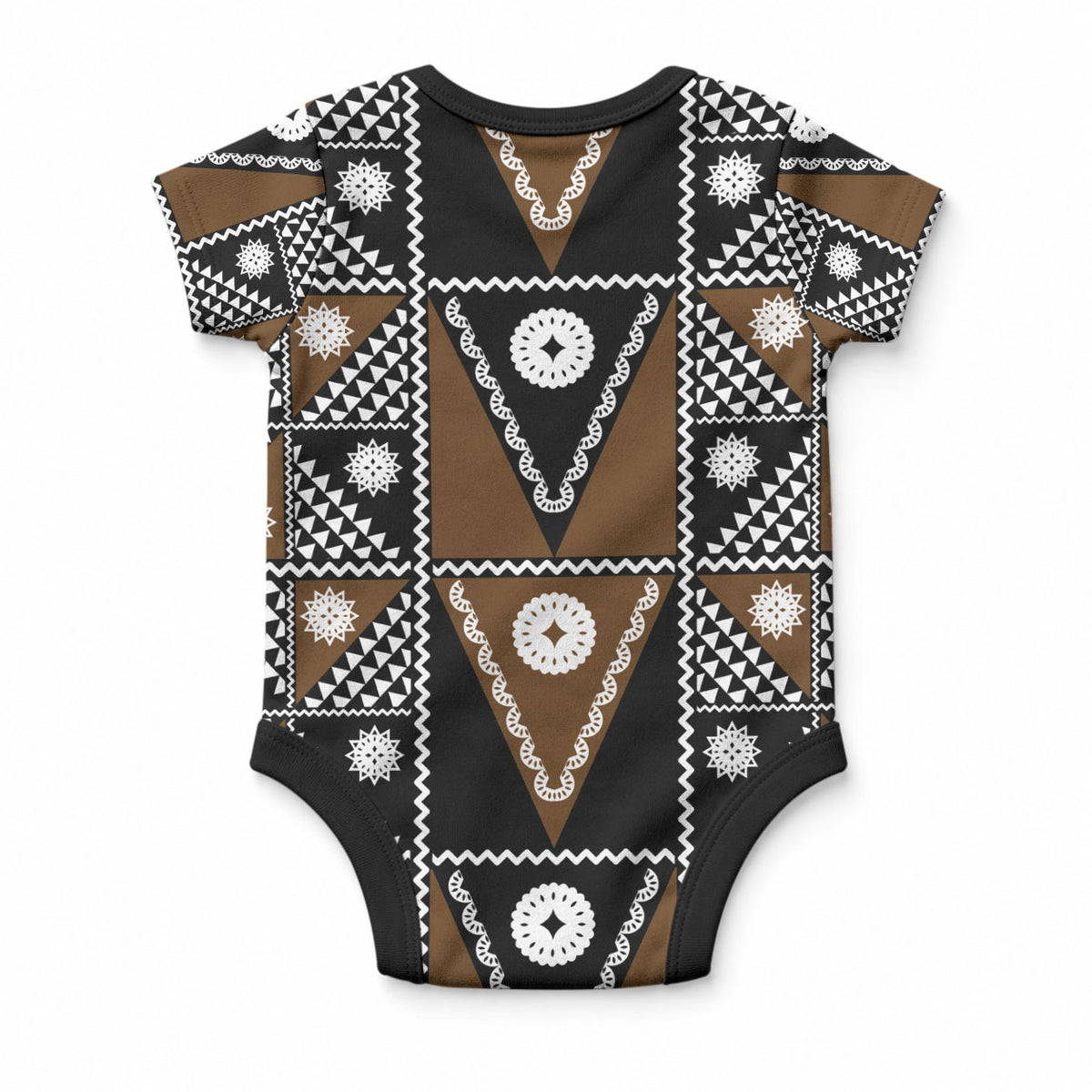 Fiji Brown Masi Pattern Baby Onesie Fijian Tapa