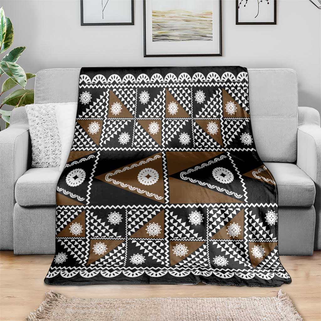 Fiji Brown Masi Pattern Blanket Fijian Tapa