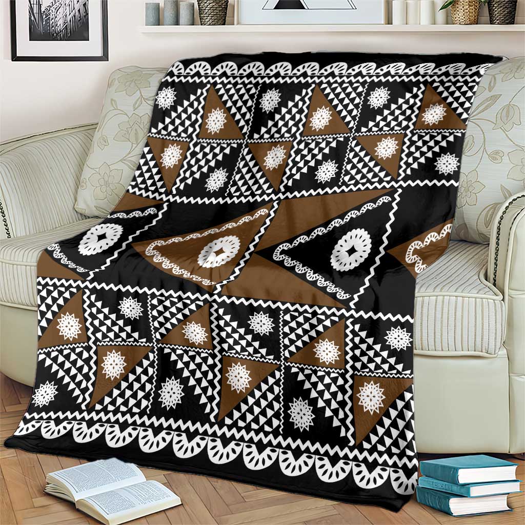 Fiji Brown Masi Pattern Blanket Fijian Tapa