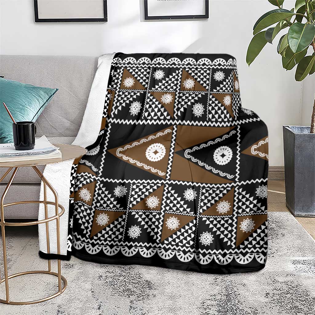 Fiji Brown Masi Pattern Blanket Fijian Tapa