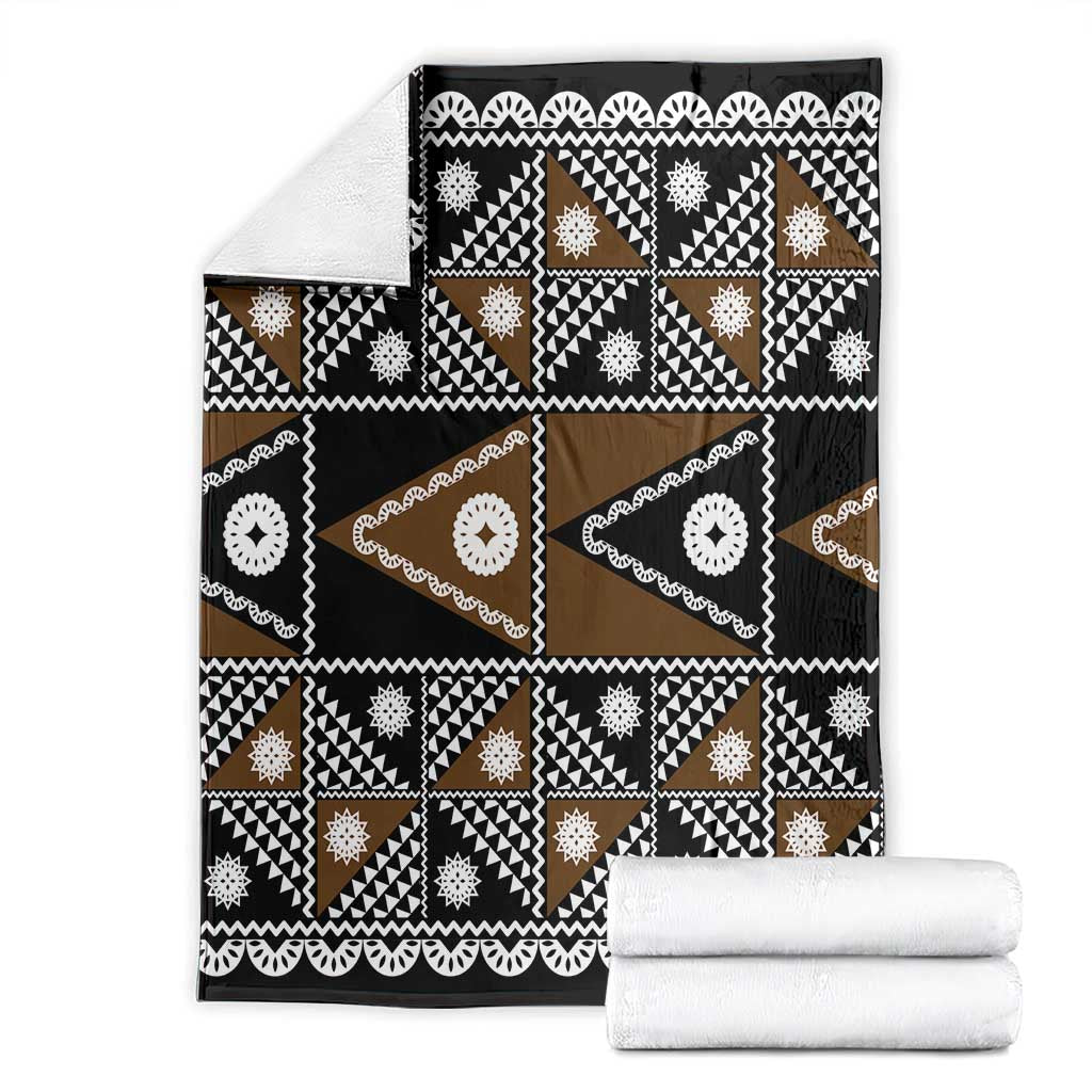 Fiji Brown Masi Pattern Blanket Fijian Tapa