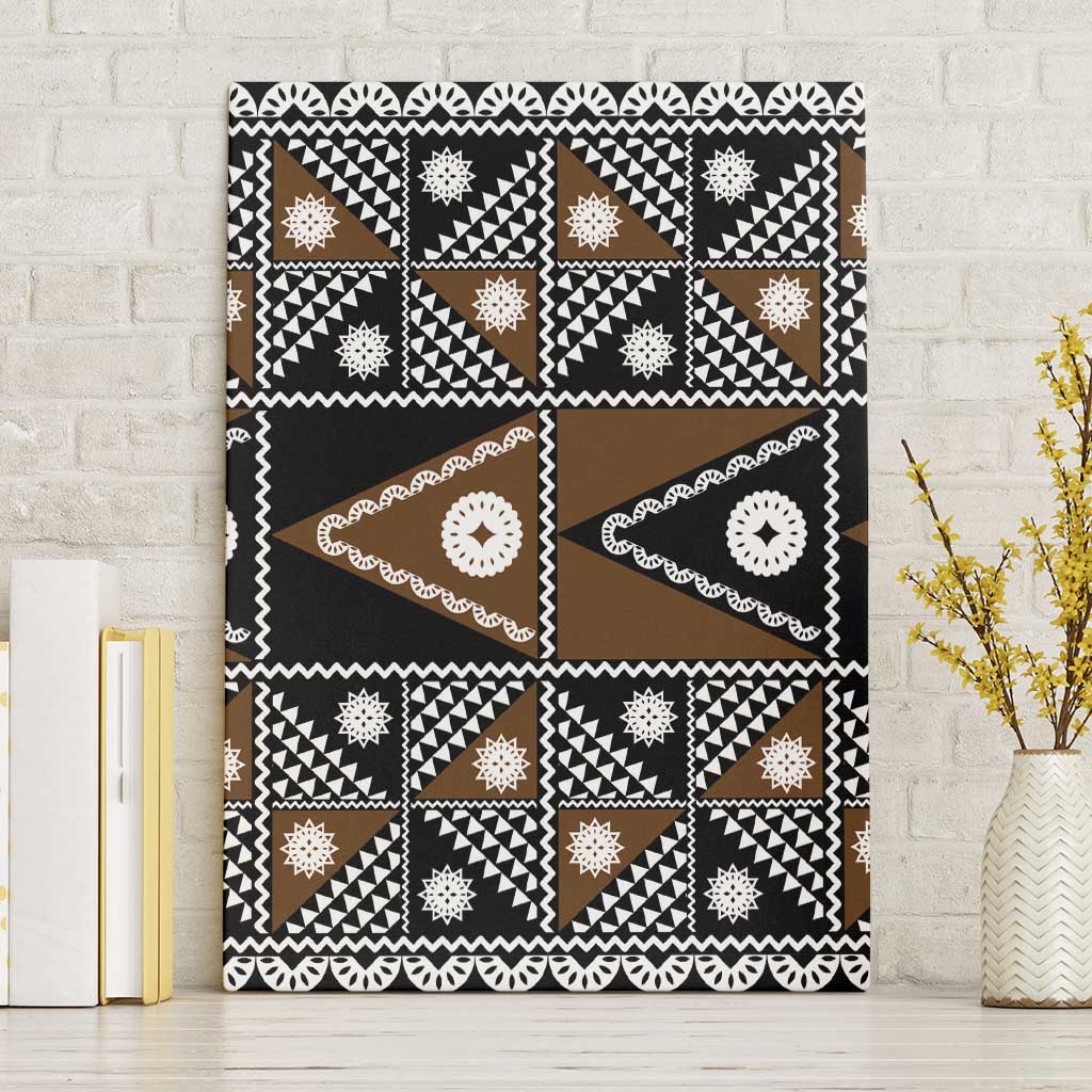 Fiji Brown Masi Pattern Canvas Wall Art Fijian Tapa