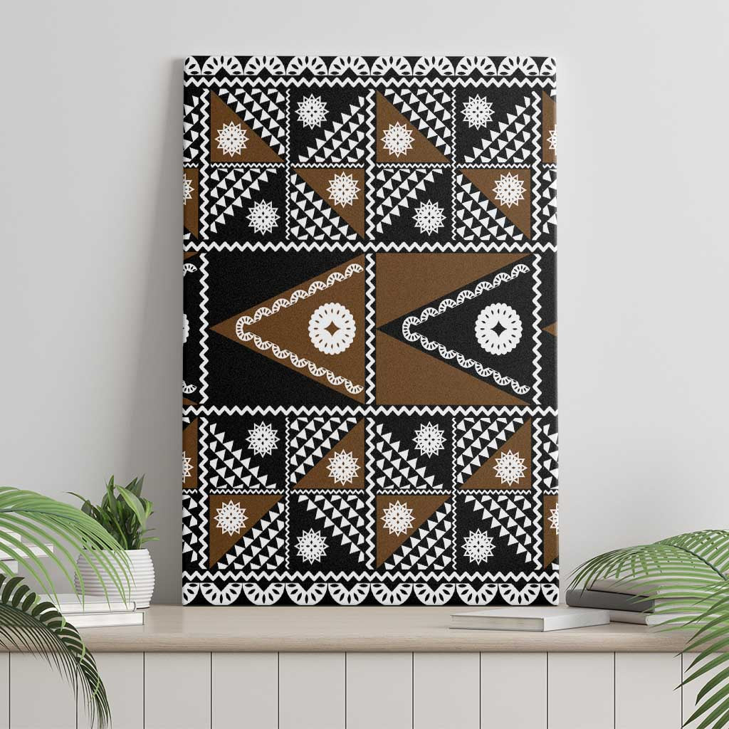 Fiji Brown Masi Pattern Canvas Wall Art Fijian Tapa