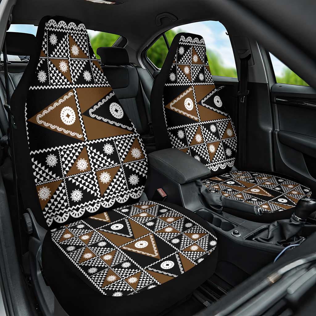 Fiji Brown Masi Pattern Car Seat Cover Fijian Tapa LT01 One Size Brown - Polynesian Pride