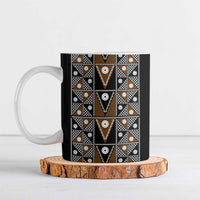 Fiji Brown Masi Pattern Ceramic Mug Fijian Tapa