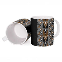 Fiji Brown Masi Pattern Ceramic Mug Fijian Tapa