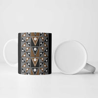 Fiji Brown Masi Pattern Ceramic Mug Fijian Tapa