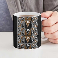 Fiji Brown Masi Pattern Ceramic Mug Fijian Tapa