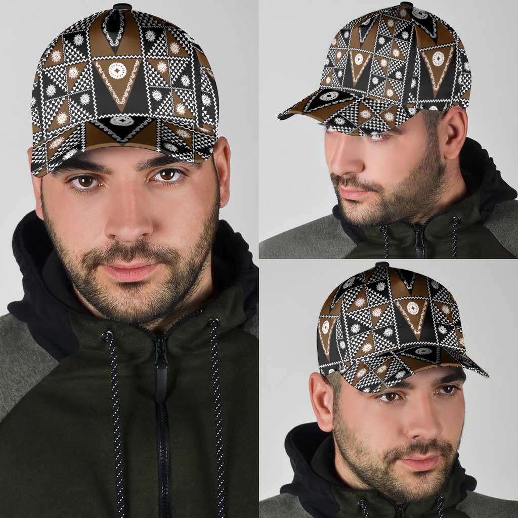 Fiji Brown Masi Pattern Classic Cap Fijian Tapa LT01 - Polynesian Pride
