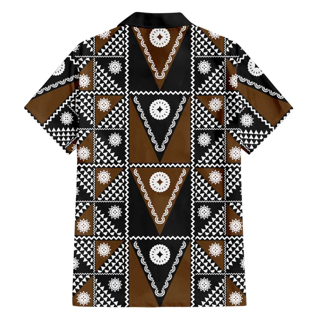 Fiji Brown Masi Pattern Family Matching Mermaid Dress and Hawaiian Shirt Fijian Tapa