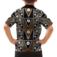 Fiji Brown Masi Pattern Family Matching Off The Shoulder Long Sleeve Dress and Hawaiian Shirt Fijian Tapa