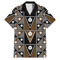 Fiji Brown Masi Pattern Family Matching Off Shoulder Maxi Dress and Hawaiian Shirt Fijian Tapa
