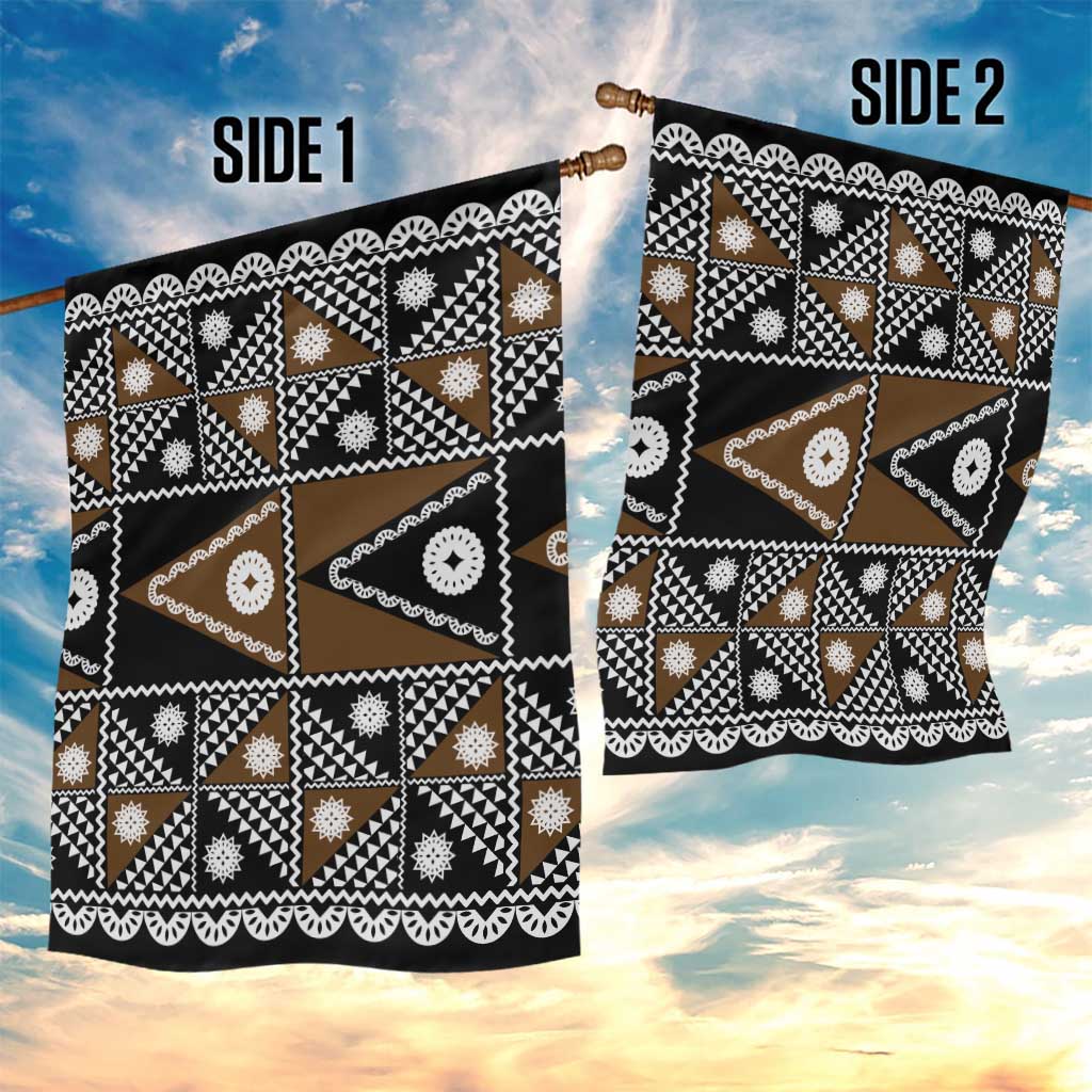 Fiji Brown Masi Pattern Garden Flag Fijian Tapa