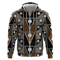Fiji Brown Masi Pattern Hoodie Fijian Tapa LT01 Zip Hoodie Brown - Polynesian Pride