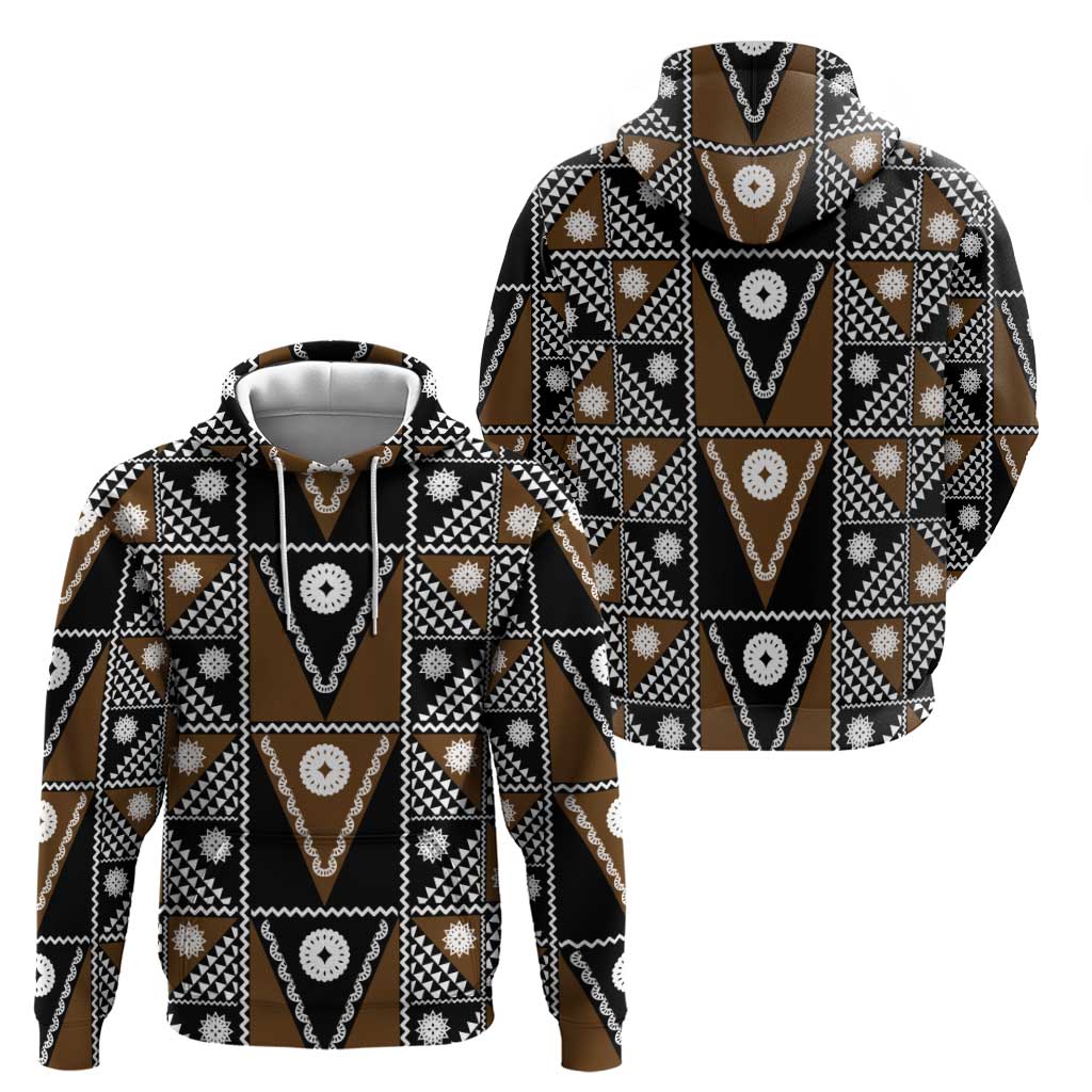 Fiji Brown Masi Pattern Hoodie Fijian Tapa LT01 - Polynesian Pride