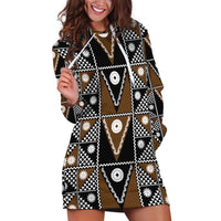 Fiji Brown Masi Pattern Hoodie Dress Fijian Tapa