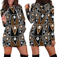 Fiji Brown Masi Pattern Hoodie Dress Fijian Tapa