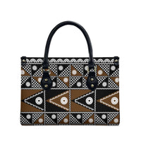 Fiji Brown Masi Pattern Leather Bag Fijian Tapa