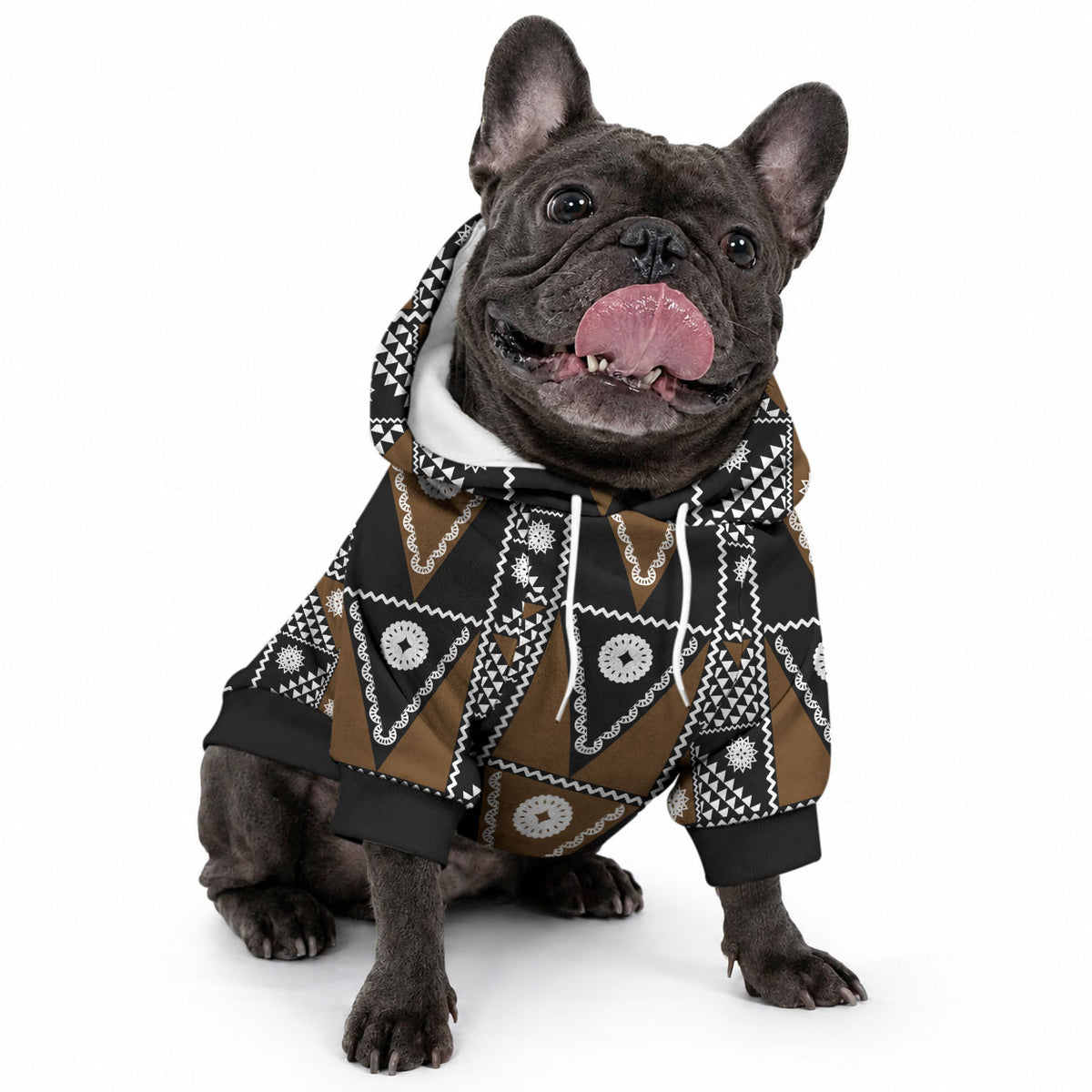 Fiji Brown Masi Pattern Pet Hoodie Fijian Tapa
