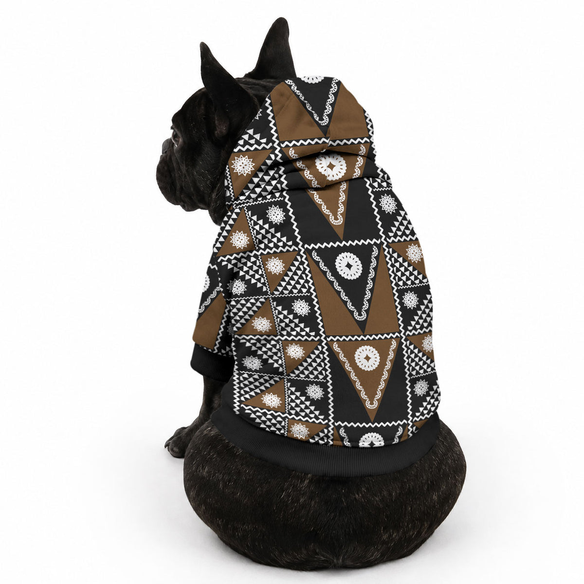 Fiji Brown Masi Pattern Pet Hoodie Fijian Tapa