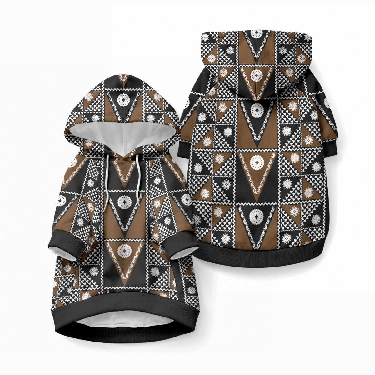 Fiji Brown Masi Pattern Pet Hoodie Fijian Tapa