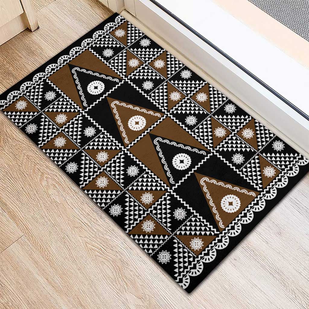 Fiji Brown Masi Pattern Rubber Doormat Fijian Tapa