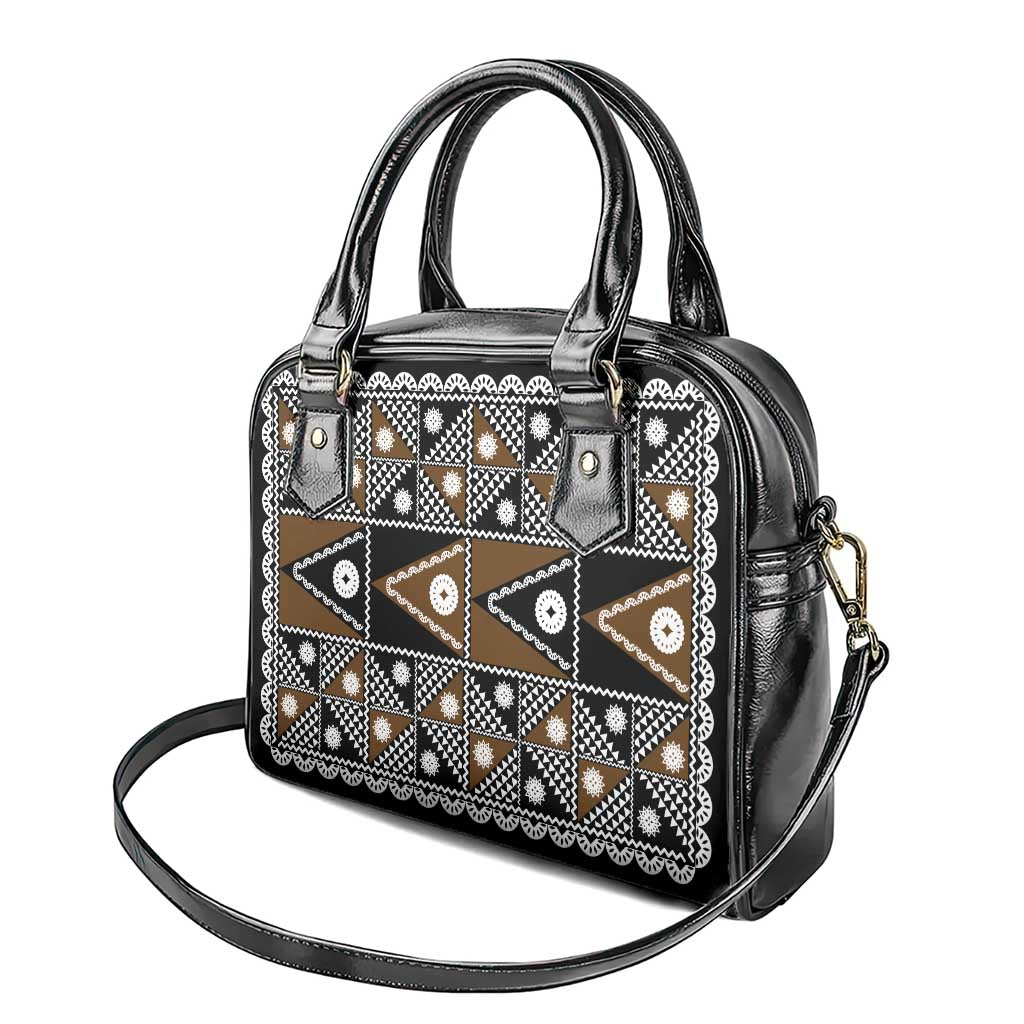 Fiji Brown Masi Pattern Shoulder Handbag Fijian Tapa