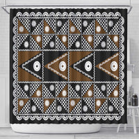 Fiji Brown Masi Pattern Shower Curtain Fijian Tapa