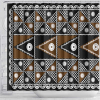 Fiji Brown Masi Pattern Shower Curtain Fijian Tapa