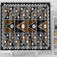 Fiji Brown Masi Pattern Shower Curtain Fijian Tapa