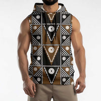 Fiji Brown Masi Pattern Sleeveless Hoodie Fijian Tapa LT01 - Polynesian Pride