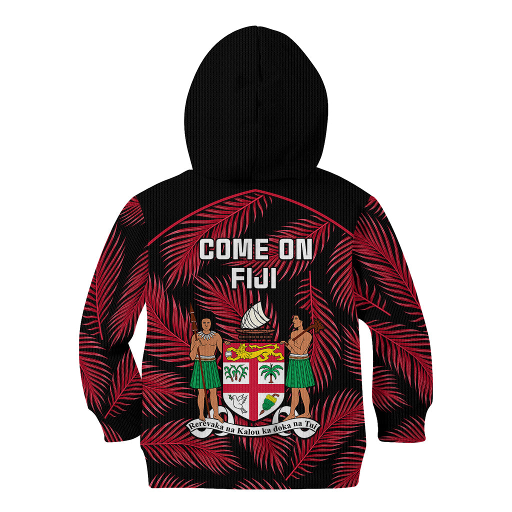 Fiji Rugby Kid Hoodie Flying Fijians Red Palm Tree Version LT01 - Polynesian Pride