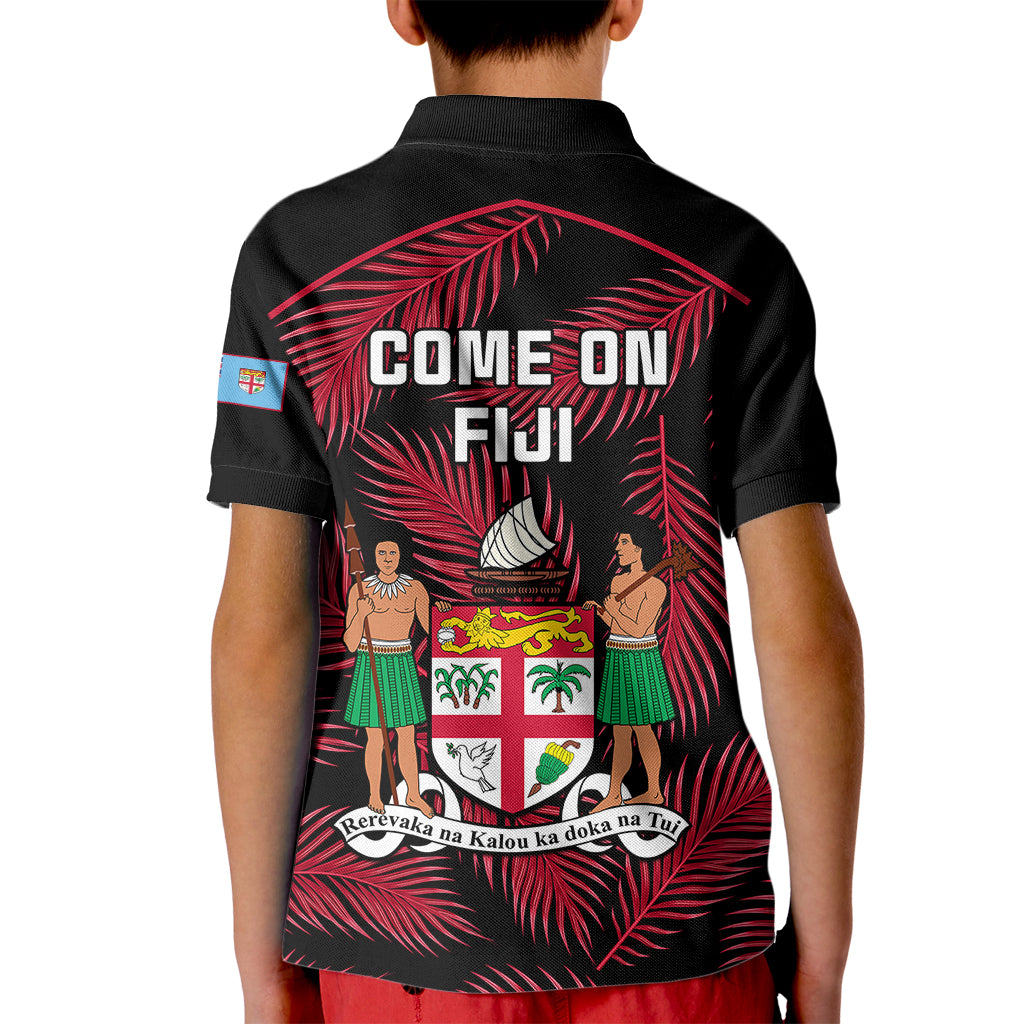 Fiji Rugby Kid Polo Shirt Flying Fijians Red Palm Tree Version LT01 - Polynesian Pride