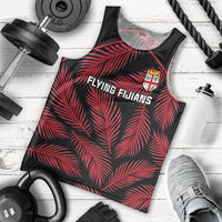 Fiji Rugby Men Tank Top Flying Fijians Red Palm Tree Version LT01 Black - Polynesian Pride