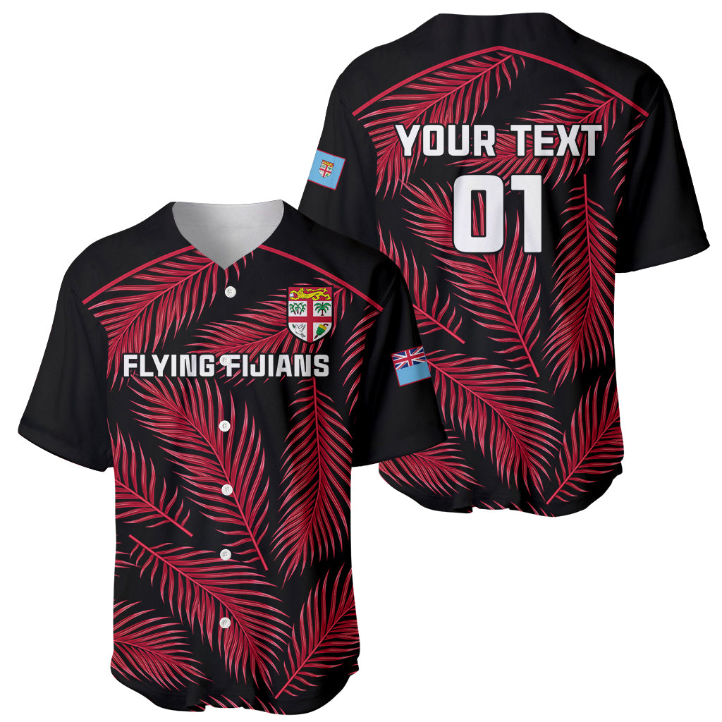 Custom Fiji Rugby Baseball Jersey Flying Fijians Red Palm Tree Version LT01 - Polynesian Pride