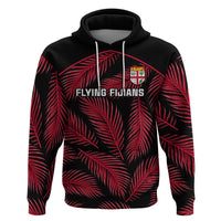 Custom Fiji Rugby Hoodie Flying Fijians Red Palm Tree Version LT01 Pullover Hoodie Black - Polynesian Pride