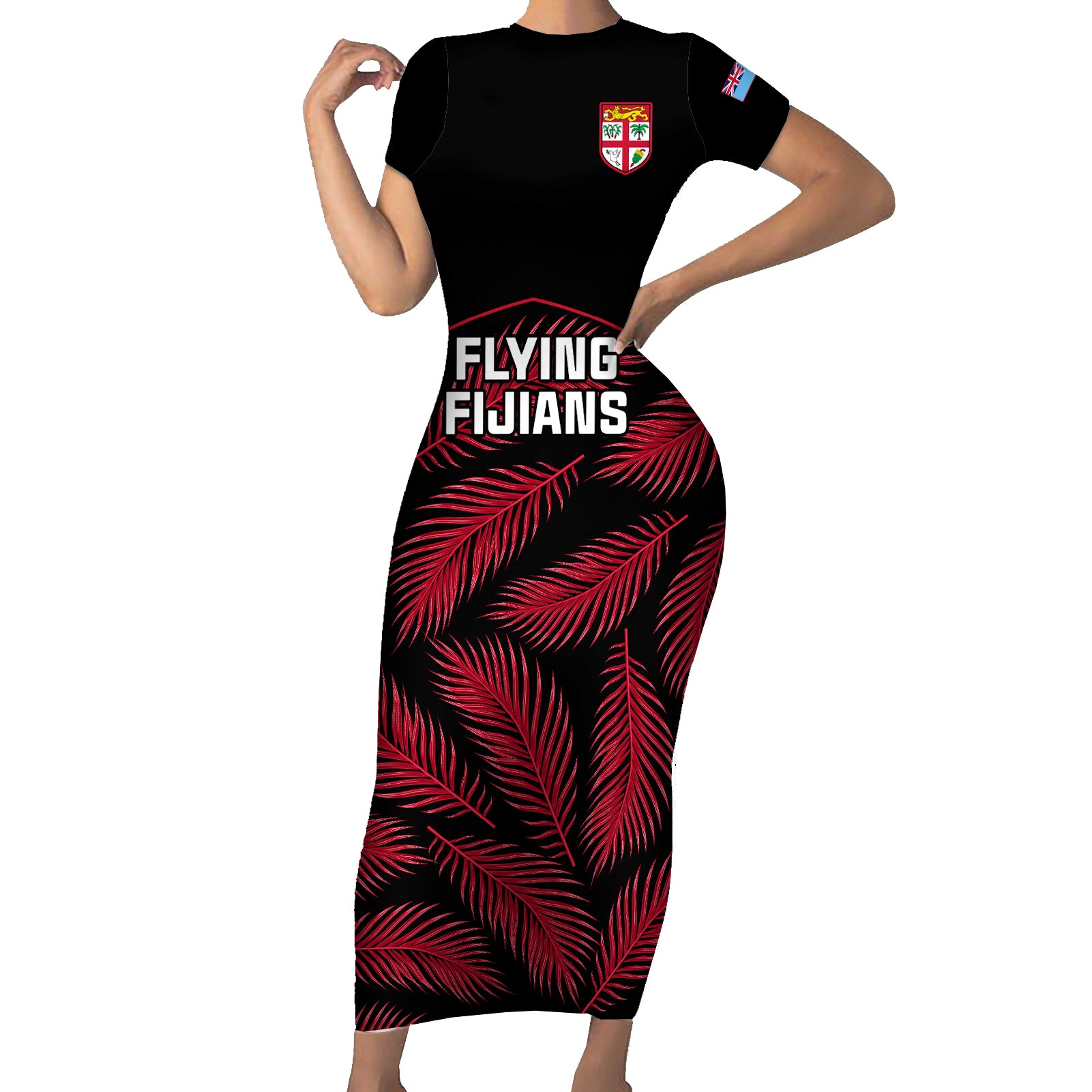 custom-fiji-rugby-short-sleeve-bodycon-dress-flying-fijians-red-palm-tree-version