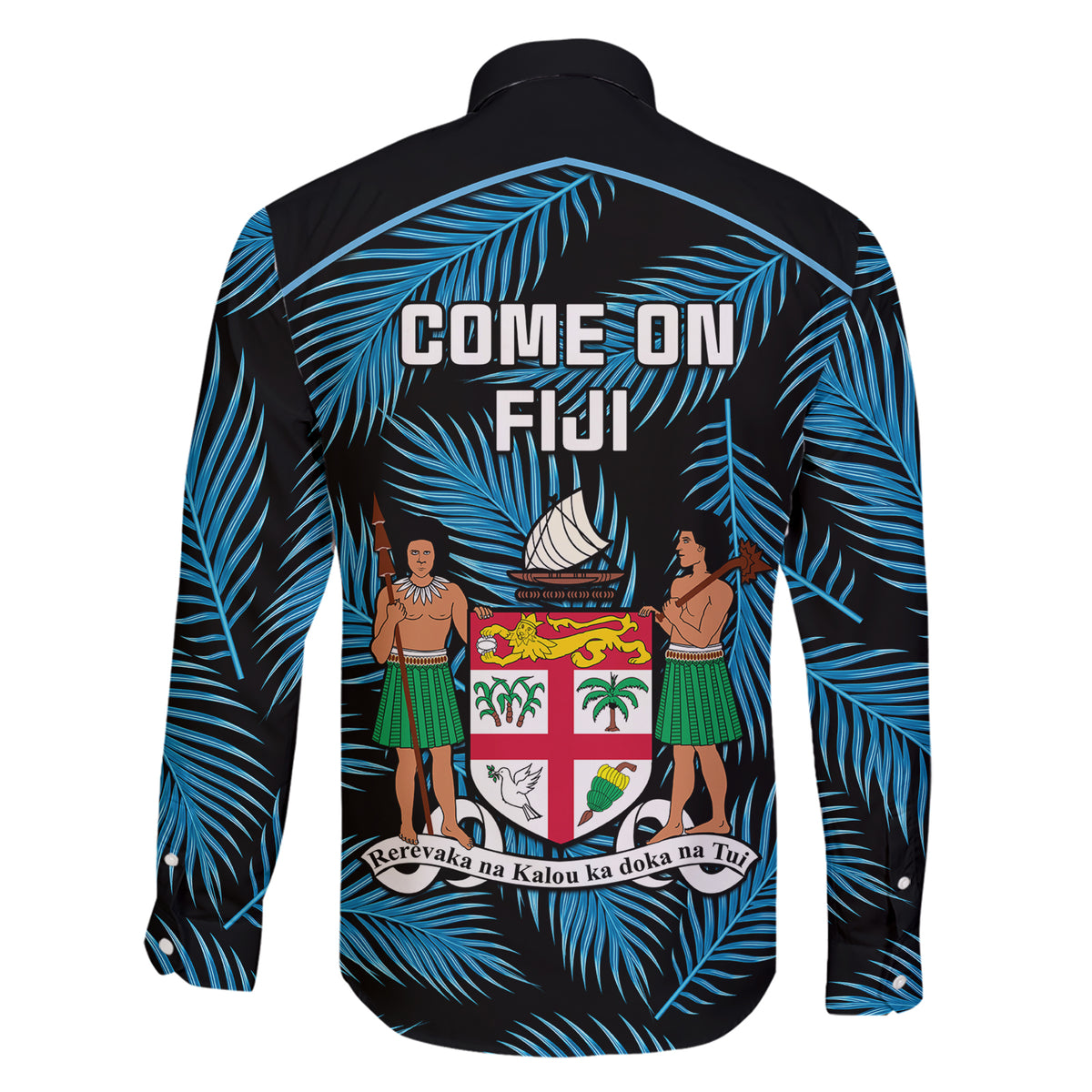 fiji-rugby-family-matching-short-sleeve-bodycon-dress-and-hawaiian-shirt-flying-fijians-blue-palm-tree-version