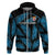 Fiji Rugby Hoodie Flying Fijians Blue Palm Tree Version LT01 Zip Hoodie Black - Polynesian Pride