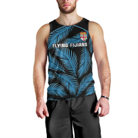 Custom Fiji Rugby Men Tank Top Flying Fijians Blue Palm Tree Version LT01 - Polynesian Pride