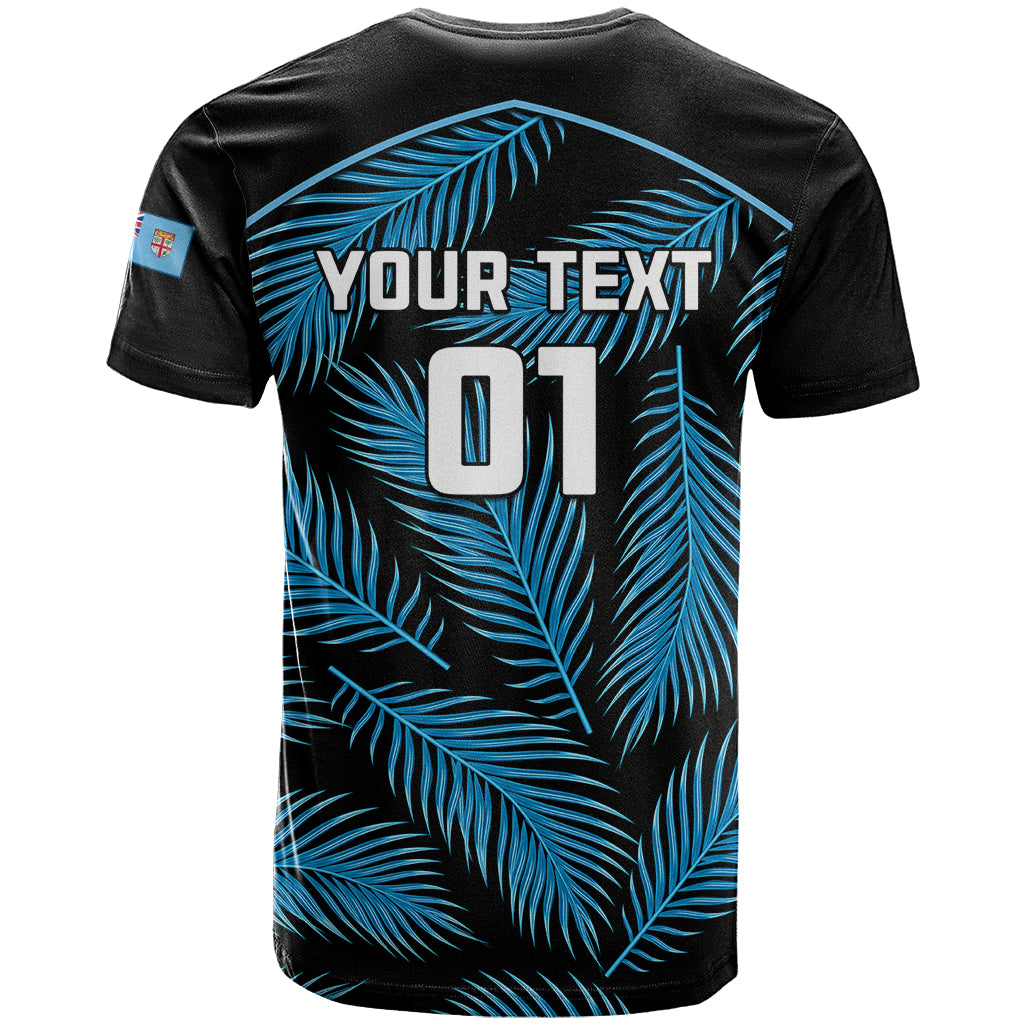 Custom Fiji Rugby T Shirt Flying Fijians Blue Palm Tree Version LT01 - Polynesian Pride