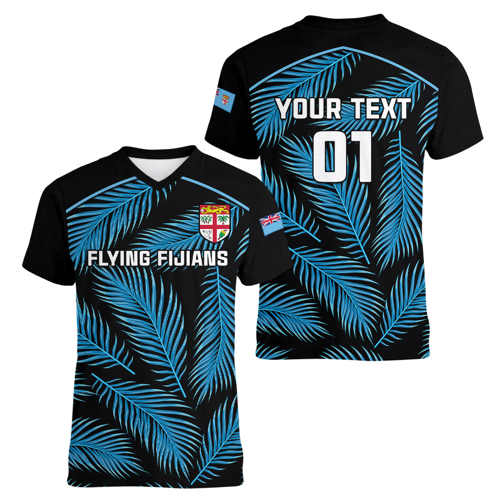 custom-fiji-rugby-women-v-neck-t-shirt-flying-fijians-blue-palm-tree-version
