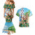 Hawaii Christmas Santa Claus Couples Matching Mermaid Dress and Hawaiian Shirt Mele Kalikimaka Tropical Beach