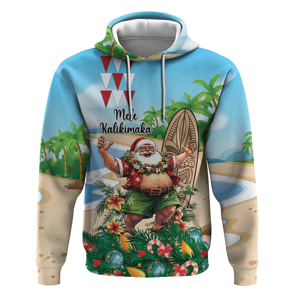 Hawaii Christmas Santa Claus Hoodie Mele Kalikimaka Tropical Beach