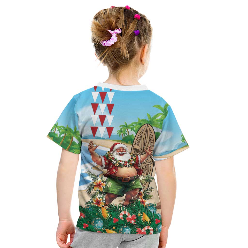 Hawaii Christmas Santa Claus Kid T Shirt Mele Kalikimaka Tropical Beach