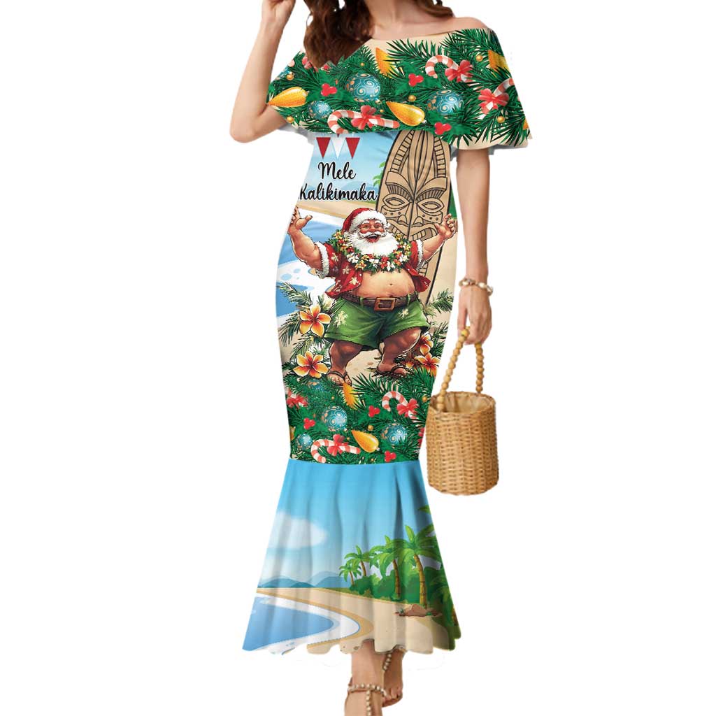 Hawaii Christmas Santa Claus Mermaid Dress Mele Kalikimaka Tropical Beach