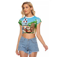 Hawaii Christmas Santa Claus Raglan Cropped T Shirt Mele Kalikimaka Tropical Beach