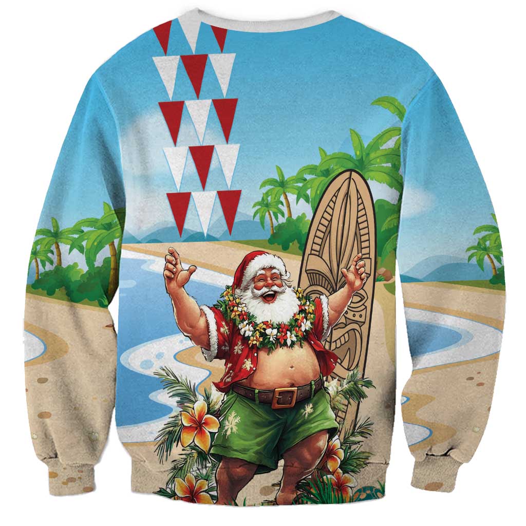 Hawaii Christmas Santa Claus Sweatshirt Mele Kalikimaka Tropical Beach