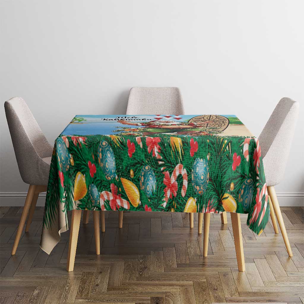 Hawaii Christmas Santa Claus Tablecloth Mele Kalikimaka Tropical Beach