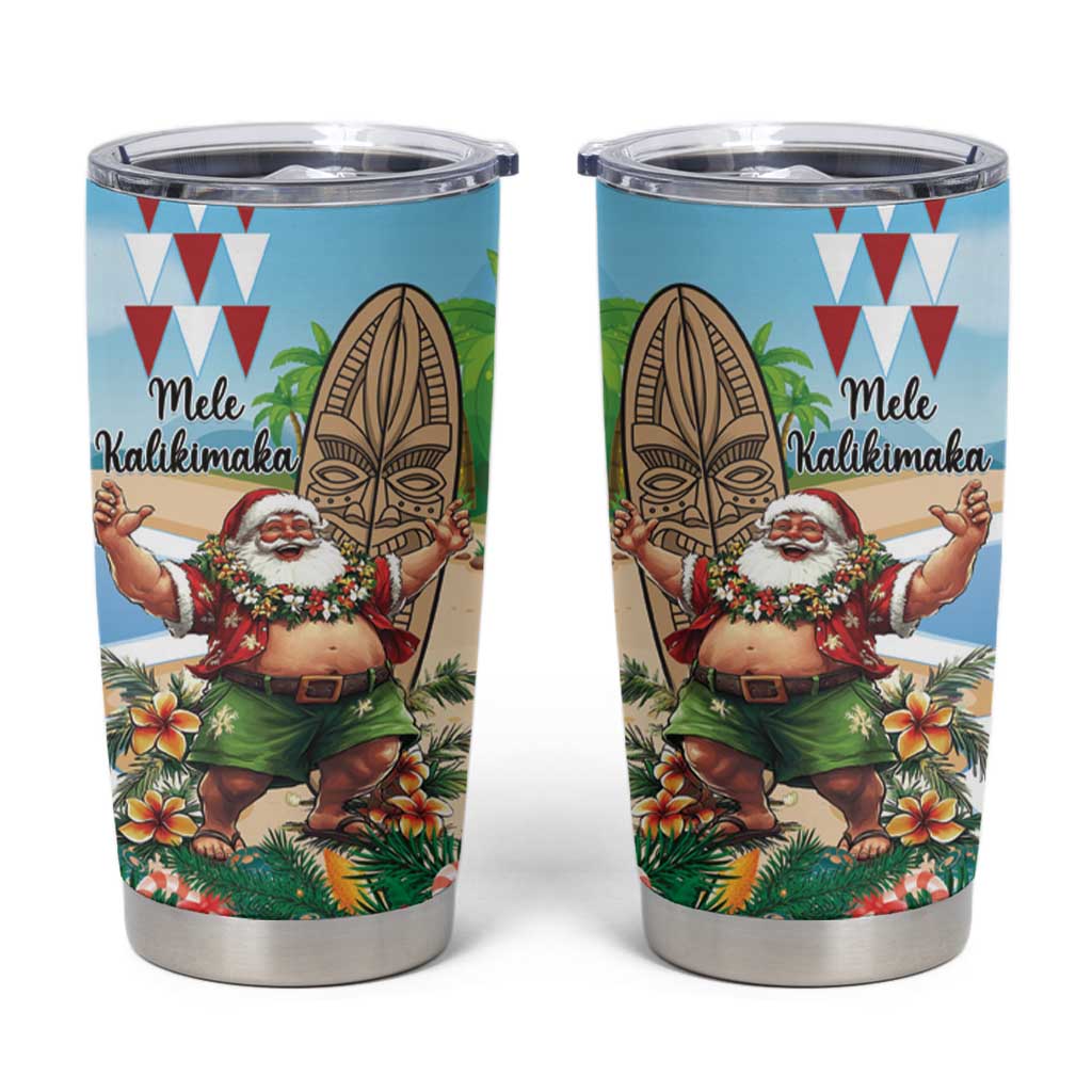 Hawaii Christmas Santa Claus Tumbler Cup Mele Kalikimaka Tropical Beach